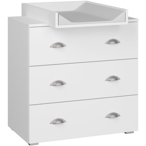 Commode MIA 80 cm avec table à langer en blanc mat