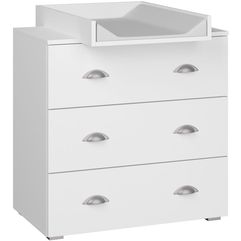 Commode mia 80 cm avec table à langer en blanc mat