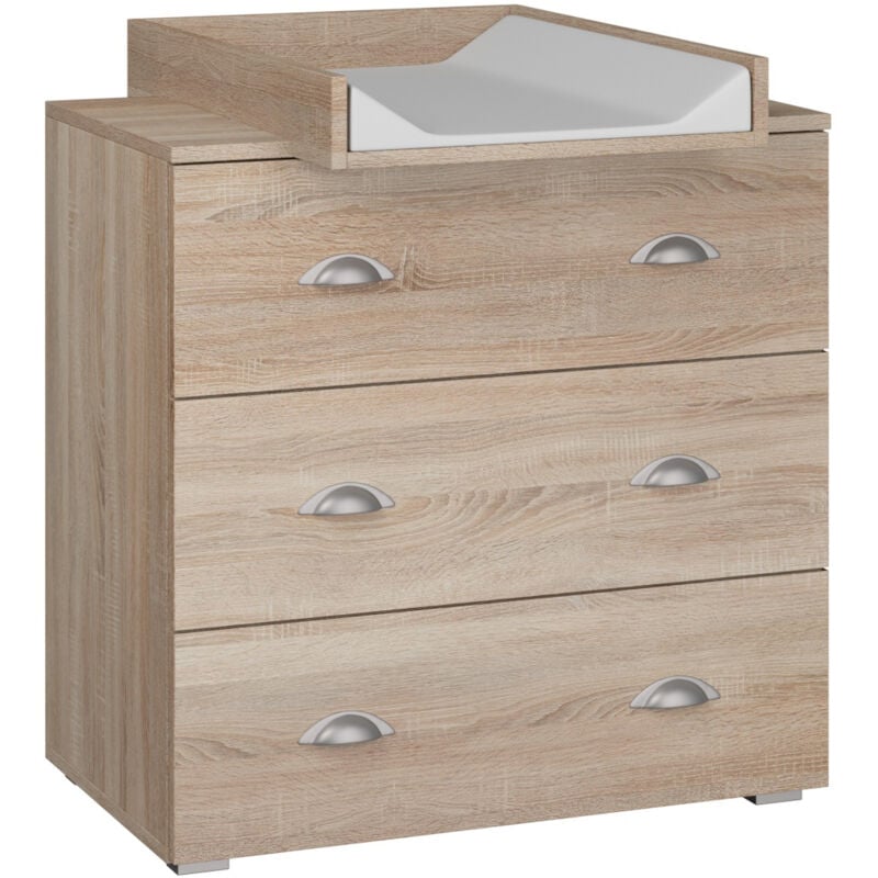 Commode mia 80cm avec table à langer chêne sonoma