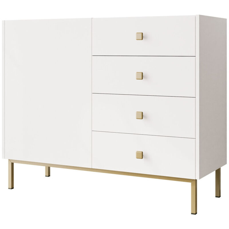Commode Comfivo Nunove 100, Blanc, Avec tiroirs et portes, Nombre de tiroirs: 0, 85x100x39cm