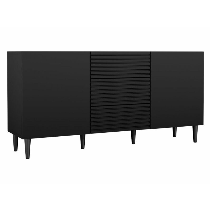 Mobilier1 - Commode Comfivo Mavmono 101, Noir, Avec tiroirs et portes, Nombre de tiroirs: 0, 76x156x40cm