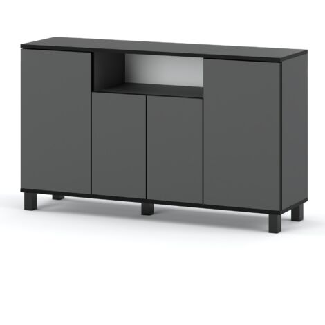 Commode Moderne - 140 cm - Gris Mat - Élégante et Pratique - Avec Tiroirs Spacieux