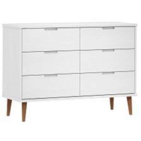Commode MOLDE Blanc 113x40x80 Bois de pin massif
