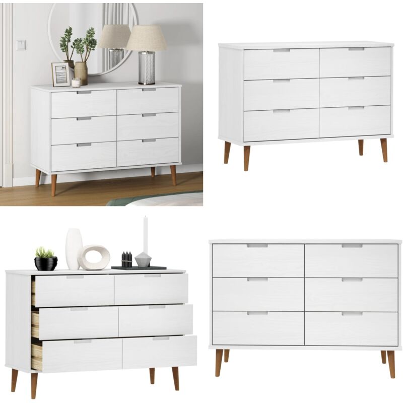 Commode molde Blanc 113x40x80 cm Bois de pin massif - armoire à tiroirs - armoires à tiroirs - Home & Living - Blanc