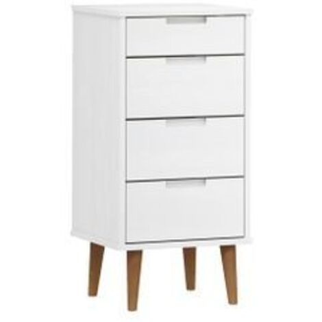 Commode MOLDE Blanc 40x35x82 Bois de pin massif