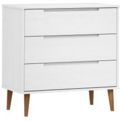Commode MOLDE Blanc 80x40x80 Bois de pin massif