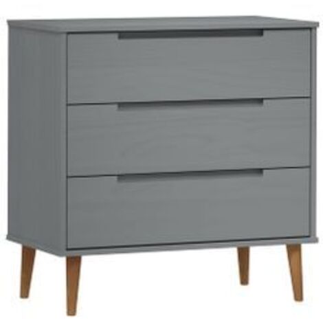 Commode MOLDE Gris 80x40x80 Bois de pin massif
