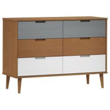 Commode MOLDE Marron 113x40x80 Bois de pin massif