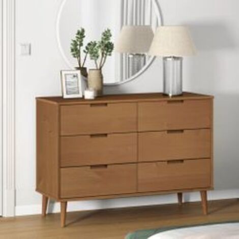Commode MOLDE Marron 113x40x80 Bois de pin massif