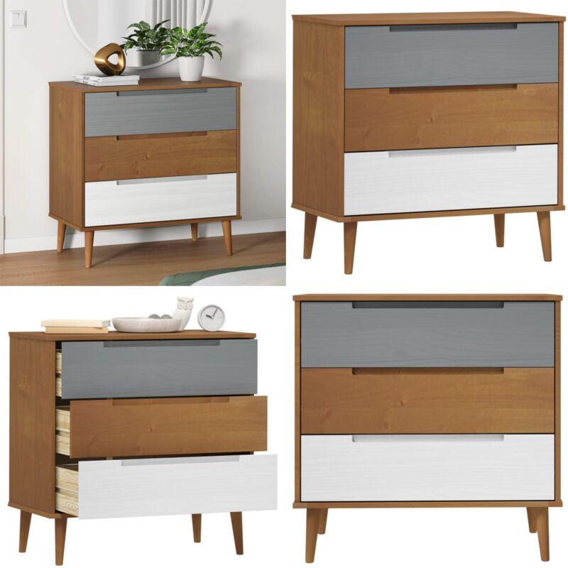 Commode molde Marron 80x40x80 cm Bois de pin solide - armoire à tiroirs - armoires à tiroirs - Home & Living - Brun