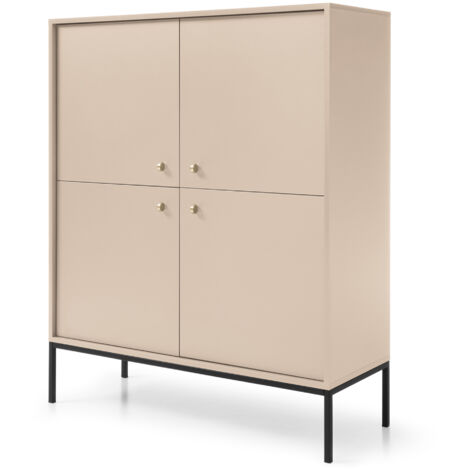 Commode MONCTON MK104 - Beige - Poignées en Métal - Largeur 104 cm, Hauteur 125 cm, Profondeur 39 cm