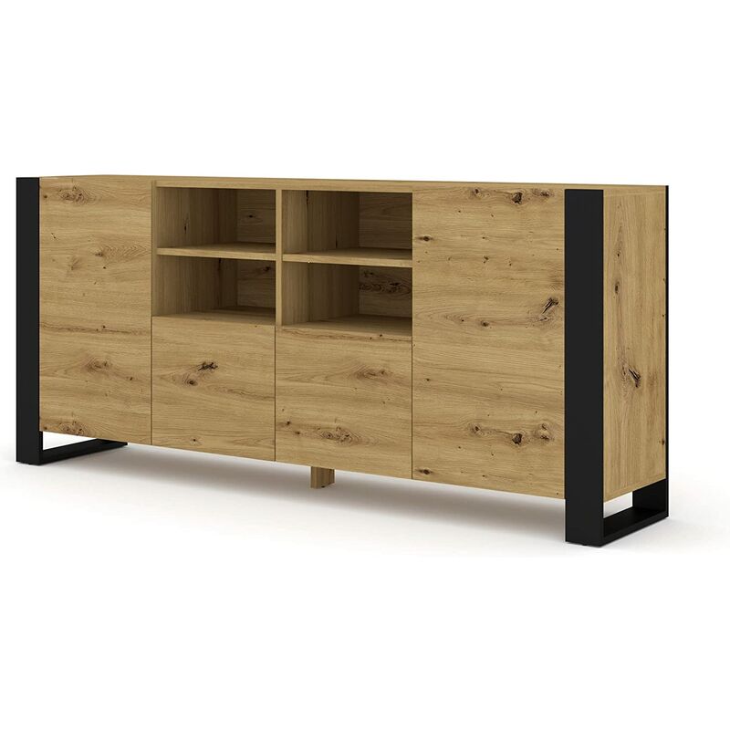 Mondi salon commode 188x84x40cm chêne noir mat Mondi salon commode 188x84x40cm chêne noir mat
