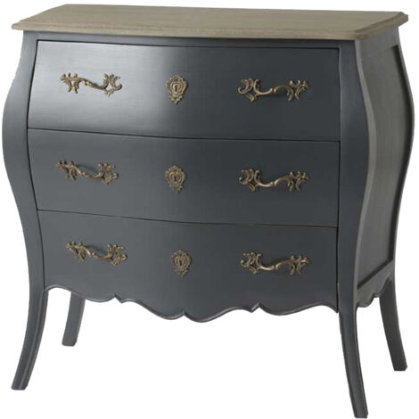 Commode Murano céleste 3 tiroirs en bois gris – Longueur 80 cm – Largeur 40 cm – Hauteur 80 cm – Style baroque élégant – Amadeus