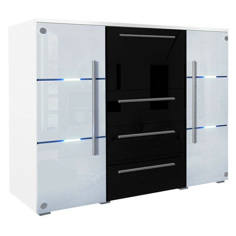 Mobilier1 - Commode Nashville 101, ii, Avec tiroirs et portes, Nombre de tiroirs: 0, 115x136x39cm, led