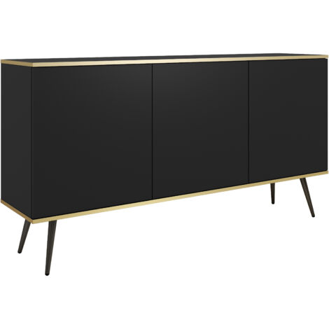 Commode : Noir, pieds noirs, 160 × 85 × 39 cm