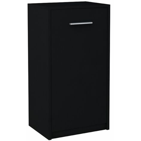 Commode noire BODO 1D – Panneaux stratifiés résistants aux rayures – Dimensions 75x40x35 cm – 1 porte avec charnières métalliques
