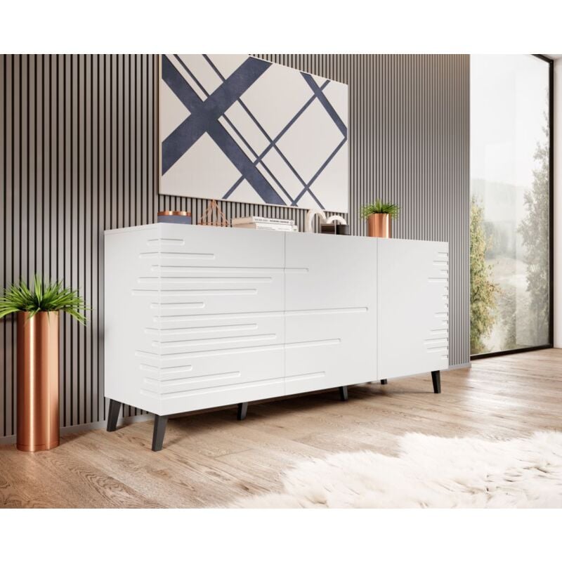 Bim Furniture - Buffet de salon nova cm 155x40x72h avec finition blanc mat