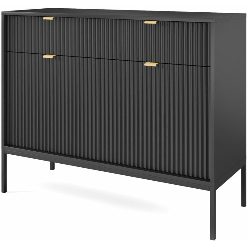Bim Furniture - Commode nova sands KSZ104 Buffet avec 2 tiroirs noir mat