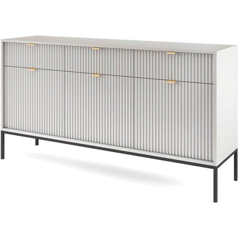 bim furniture - commode nova sands ksz154 buffet avec 3 tiroirs gris mat