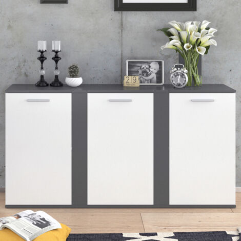 Vicco – Commode Novelli anthracite 155 x 80 cm – Panneau de particules 16 mm – Compartiments fermés pour rangement optimal