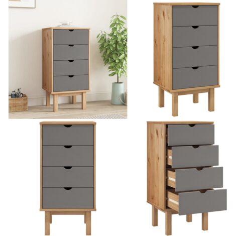 Commode OTTA marron et gris 45x39x90 cm bois de pin massif - armoire à tiroirs -  armoires à tiroirs - Home & Living