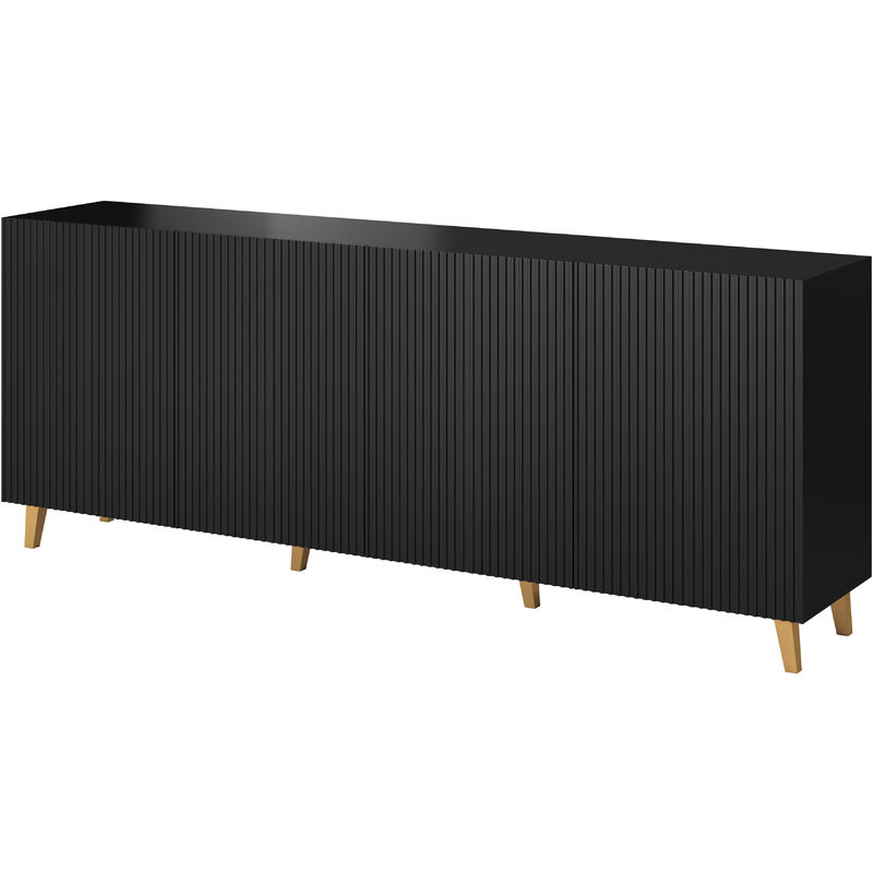 Bim Furniture - Commode pafos 4D 200 cm buffet noir mat