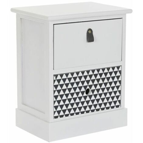 DKD HOME DECOR Commode Paulownia 36X25X44,5 2 Tiroirs Blanc