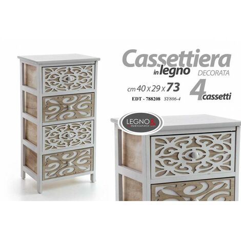 Commode polyvalente de 4 tiroirs en bois cm 40 x 29 x 73 h