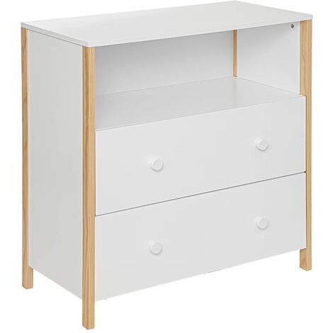 Commode pour chambre d'enfant en bois coloris blanc - Longueur 85 x Profondeur 40 x Hauteur 80 cm