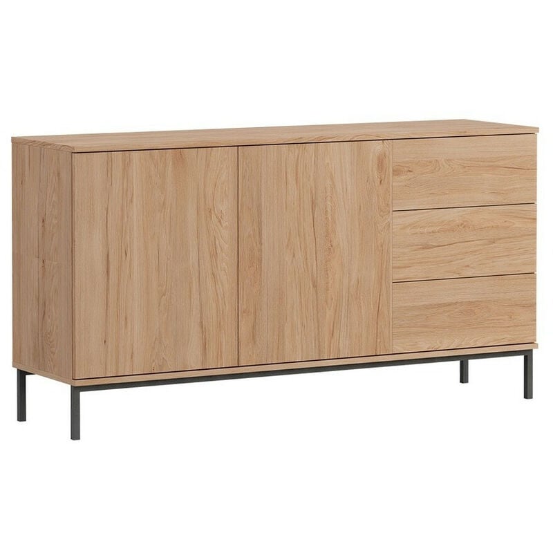 Commode Lomsore 104, Clair bois, Avec tiroirs et portes, Nombre de tiroirs: 0, 80x150x41cm