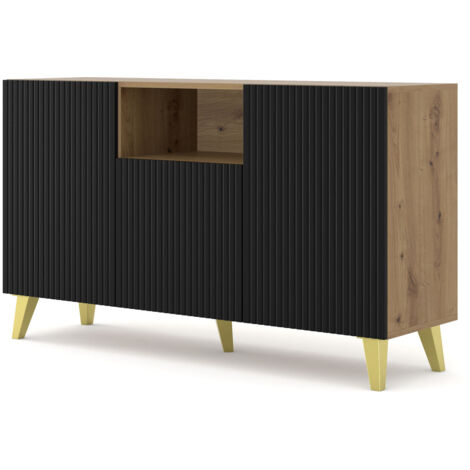 Commode Ravenna B 150 cm 2D1DM artisan noir pieds dorés