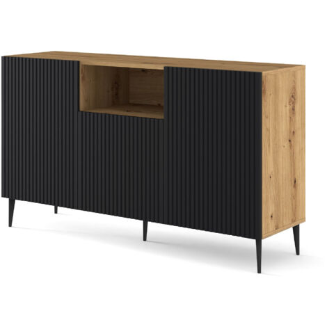 Commode Ravenna B 150 cm 2D1DM artisan noir sur des broches