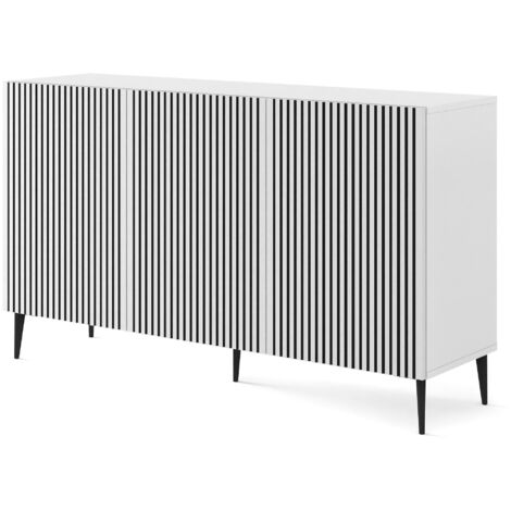 Commode Ravenna F 150 cm 3D blanc / noir sur des broches