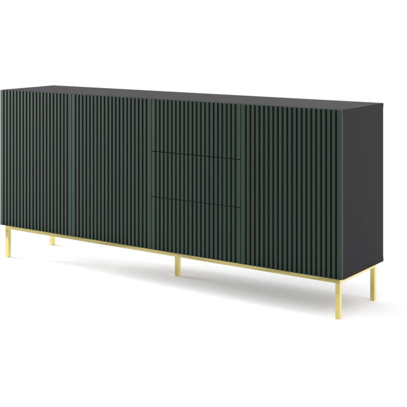 Bim Furniture - Commode Ravenna f 200 cm 3D3S noir vert avec cadre