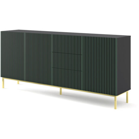 Commode Ravenna F 200 cm 3D3S noir vert avec cadre
