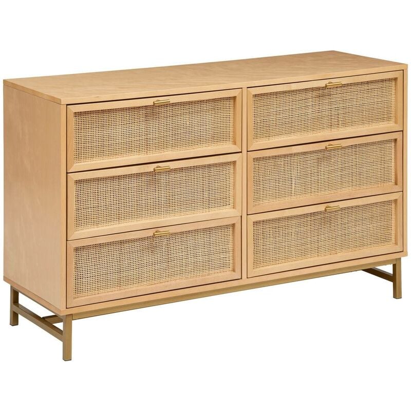 Commode Rayo en métal & bouleau 6 tiroirs 120x40cm Atmosphera créateur d'intérieur