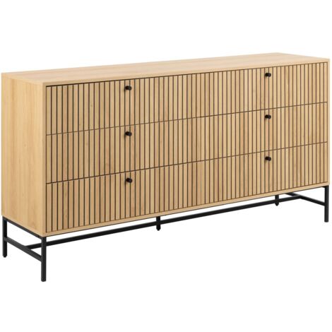 Commode rectangulaire 6 tiroirs effet tasseaux BAÏKAL
