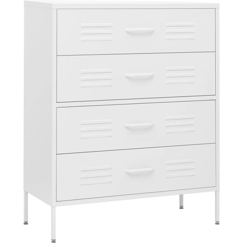 Commode Blanc 80x35x101,5 cm Acier