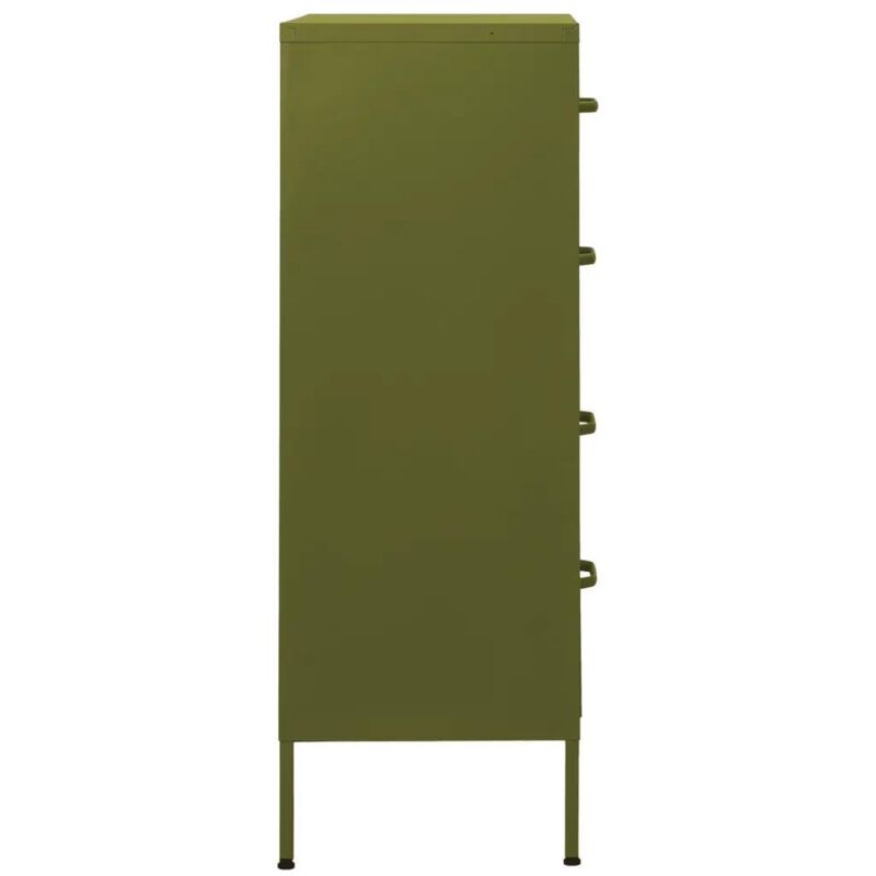 Commode Vert olive 80x35x101,5 cm Acier - Vidaxl