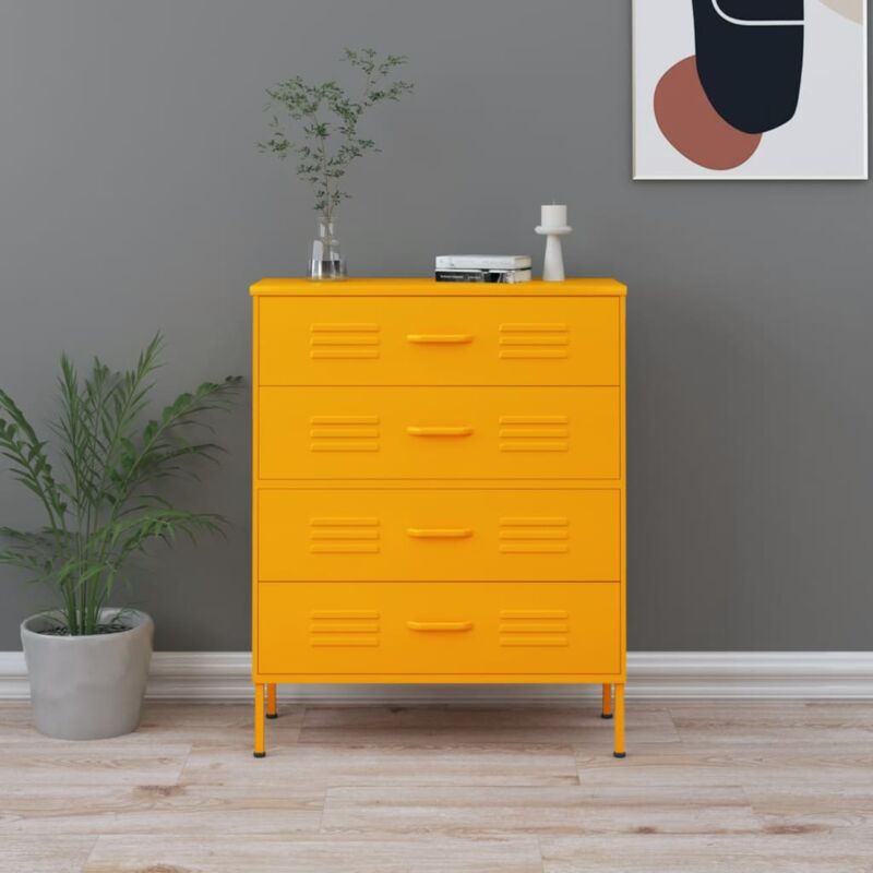 Commode Jaune moutarde 80x35x101,5 cm Acier Vidaxl