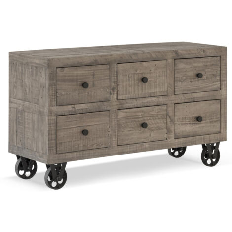 Commode roues - Bois - Marron - Décoration d'Autrefois