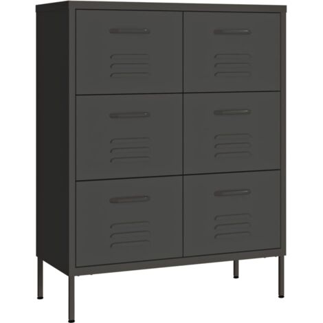 Commode Salon,Buffet,Armoire à tiroirs Anthracite 80x35x101,5 cm Acier -10375
