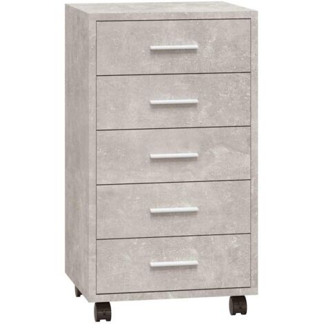 Commode Salon,Buffet,Armoire à tiroirs avec roulettes Gris béton Bois d'ingénierie -12697