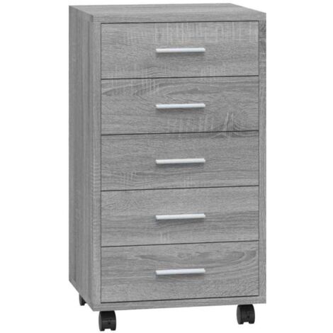 Commode Salon,Buffet,Armoire à tiroirs avec roulettes Sonoma gris Bois d'ingénierie -63490