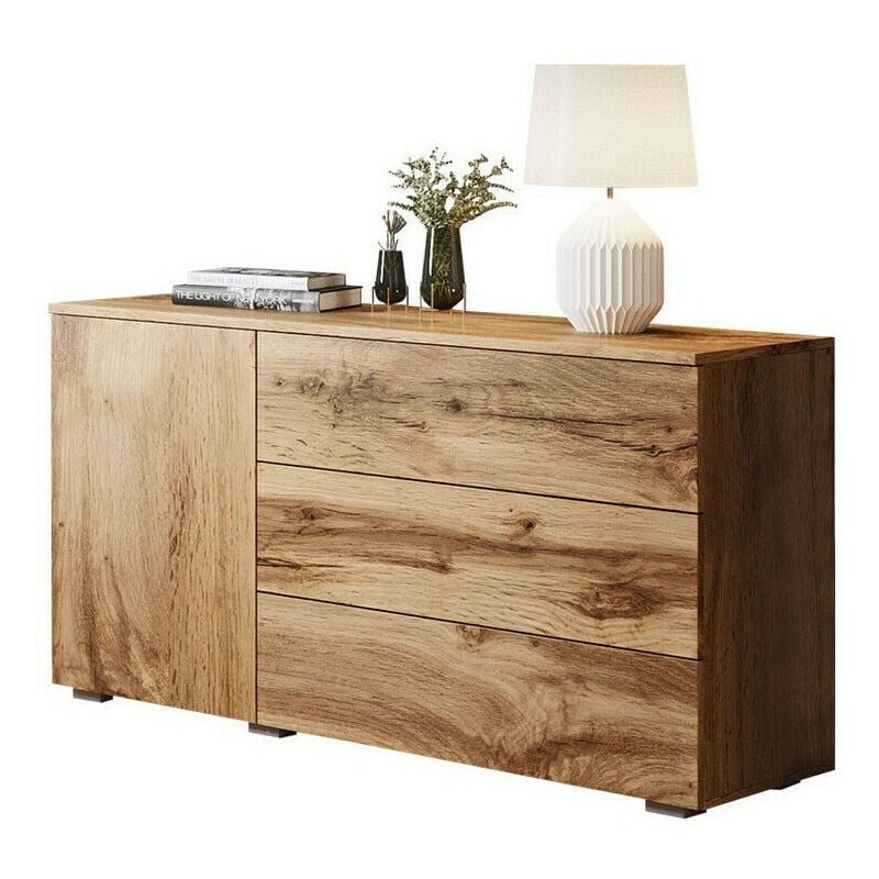 Commode Sarasota 128, Chêne wotan, Avec tiroirs et portes, Nombre de tiroirs: 0, 68x111x39cm