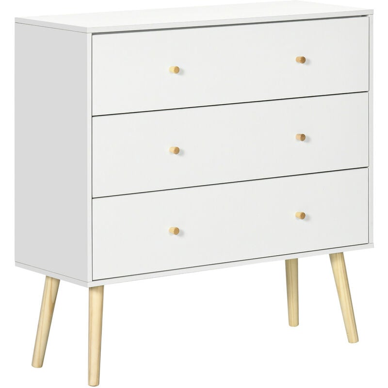 MH - Commode scandinave harald en bois blanc et 3 tiroirs