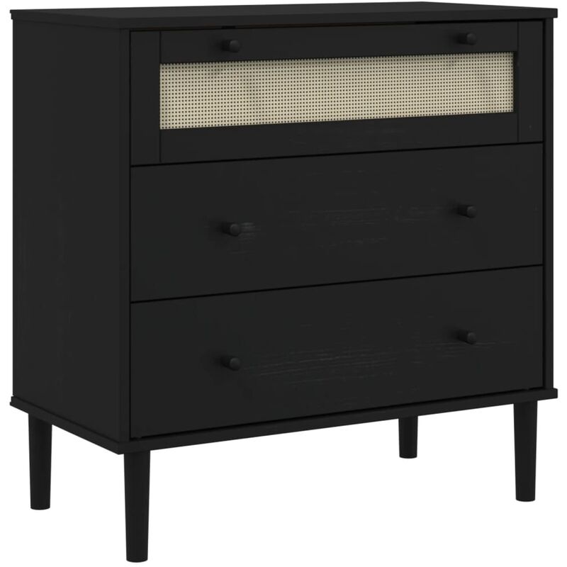 Vidaxl - Commode senja aspect de rotin noir bois de pin solide