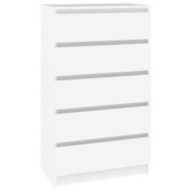 Commode haute 5 tiroirs Klasko 60cm - Bois d'ingénierie-Blanc Commode haute 5 tiroirs Klasko 60cm - Bois d'ingénierie-Blanc