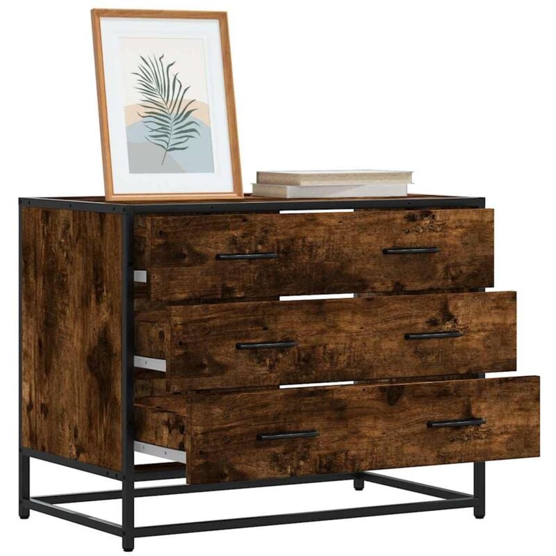 Commode chêne fumé 70x41x56 cm bois d'ingénierie Vidaxl