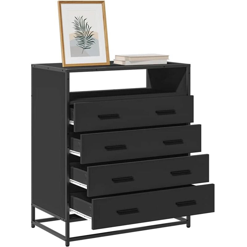 Commode noir 70x41x83,5 cm bois d'ingénierie - Vidaxl